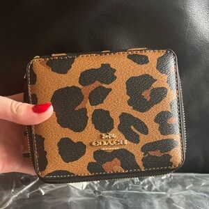 NWT Coach Leopard Leather Jewelry Box Travel Case Still in Packaging